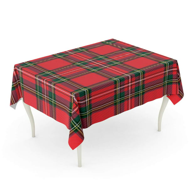 Home Table Cloth Red Plaid Tartan Texture Cotton Print Table Linens Cloth Cover Tablecloth for Kitchen Dining Room Decor 60x84 Inch Shower Table Cloths 